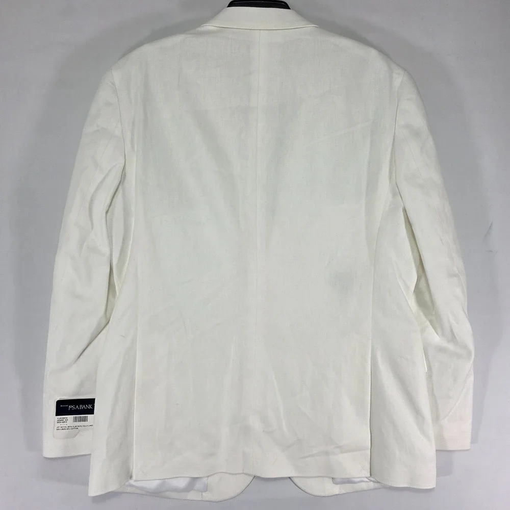 NEW - JOS A BANK Men's Suit Separate Jacket‎  White Linen Cotton Blend 42R SLIM